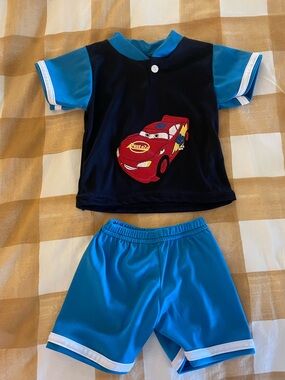 Vintage Lightening McQueen cars baby outfit